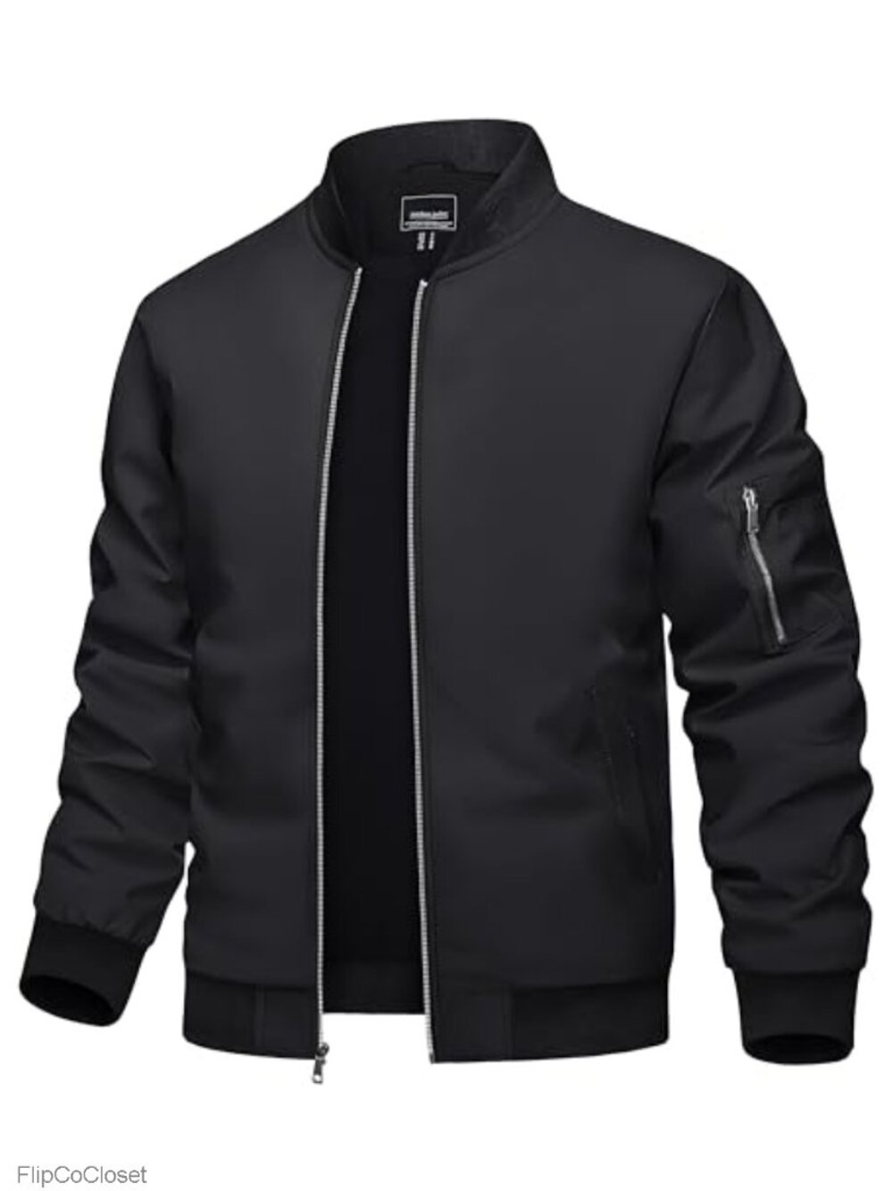 Lightweight Polyester Bomber Jacket Zip Up Casual Windbreaker Coat